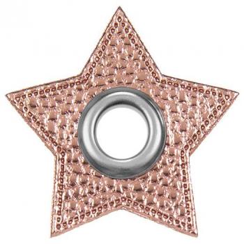 Ösen-Patches Sternform Breite 48 mm ,Höhe 48 mm , Ø 10 mm,  Rose Metallic